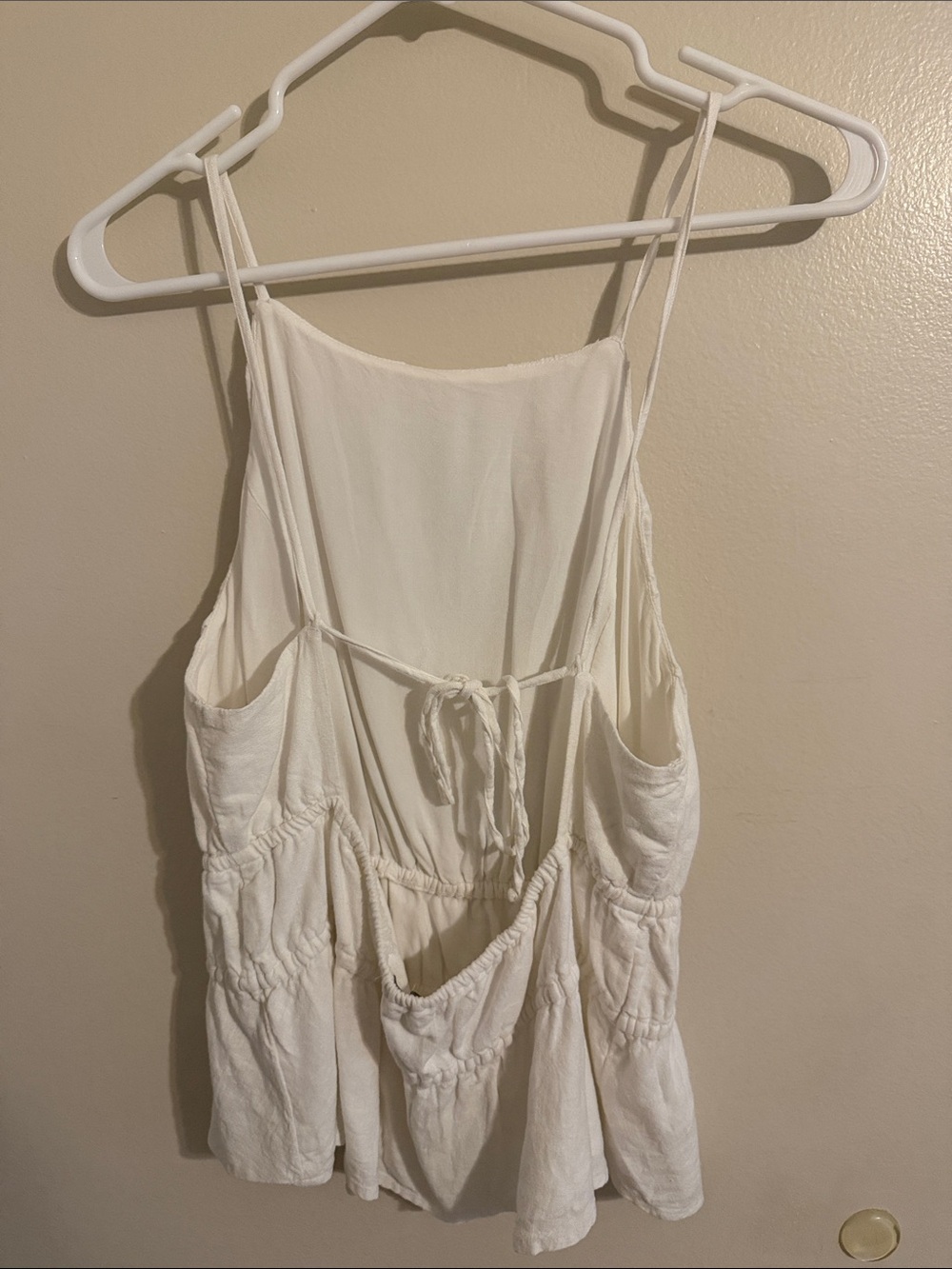 Smocked White Women's Tank Top - Picture 4 of 4